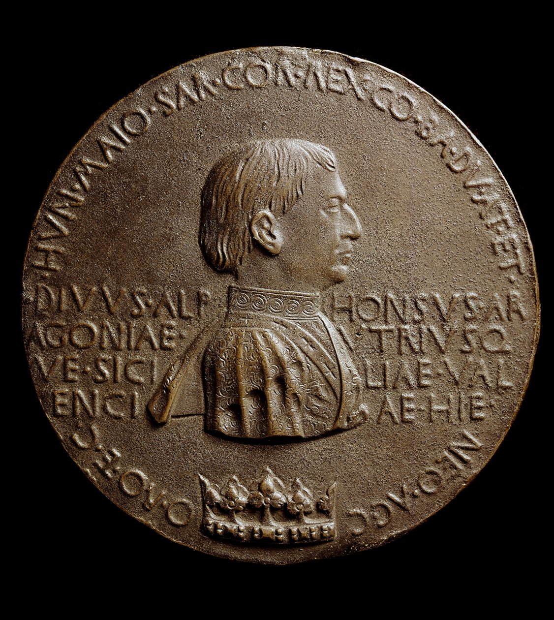 Medalha de Alfonso V de Aragão (Alfonso o Magnânimo ou o Grande). Em italiano Alfonso il magnanimo ou Alfonso V di Aragona de Antonio Pisanello