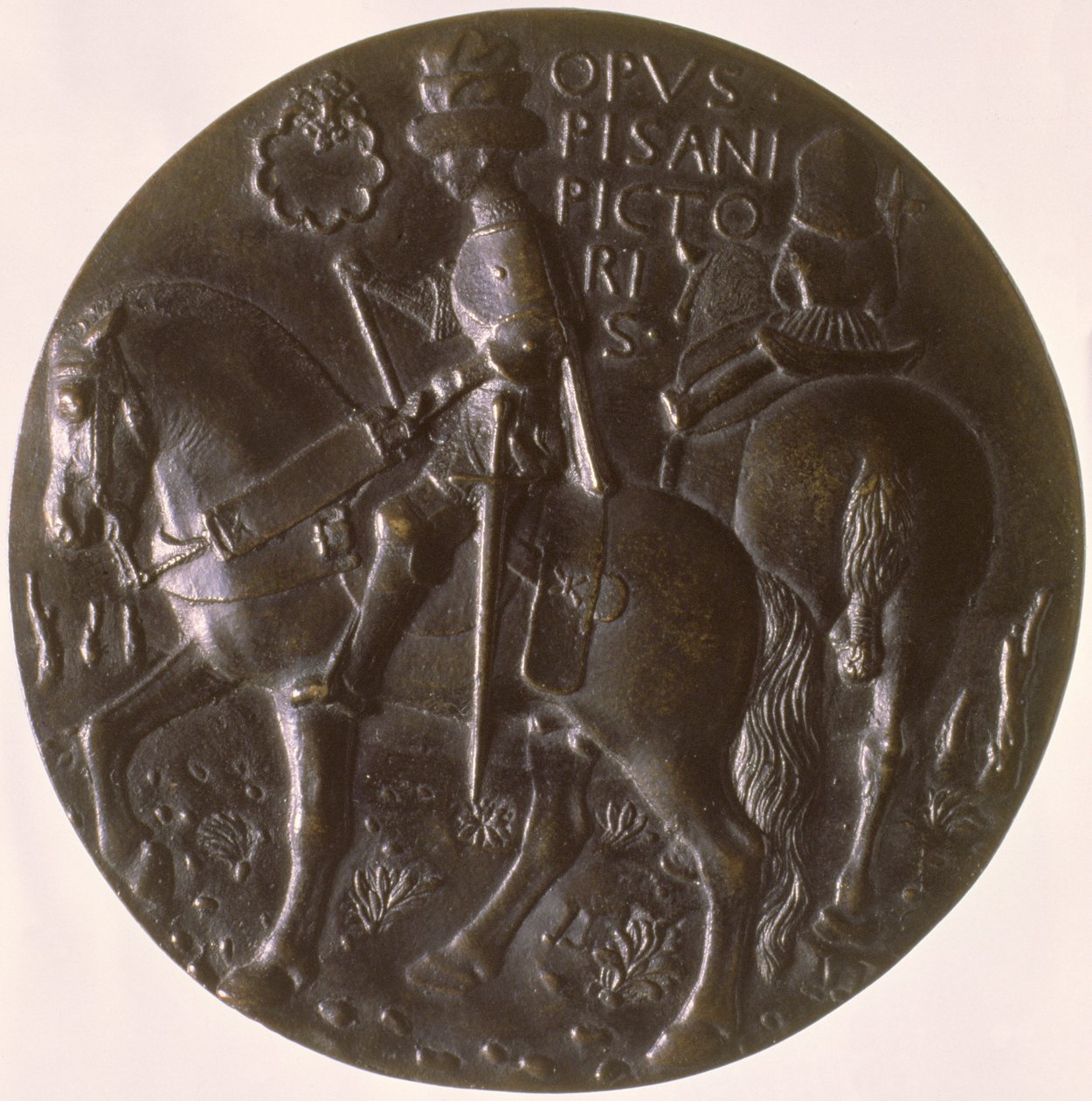 Medalha Retrato, retratando retratando Gianfrancesco Gonzaga 13945-1444 em um cavalo, 1446-8 bronze para anverso ver 96843 de Antonio Pisanello