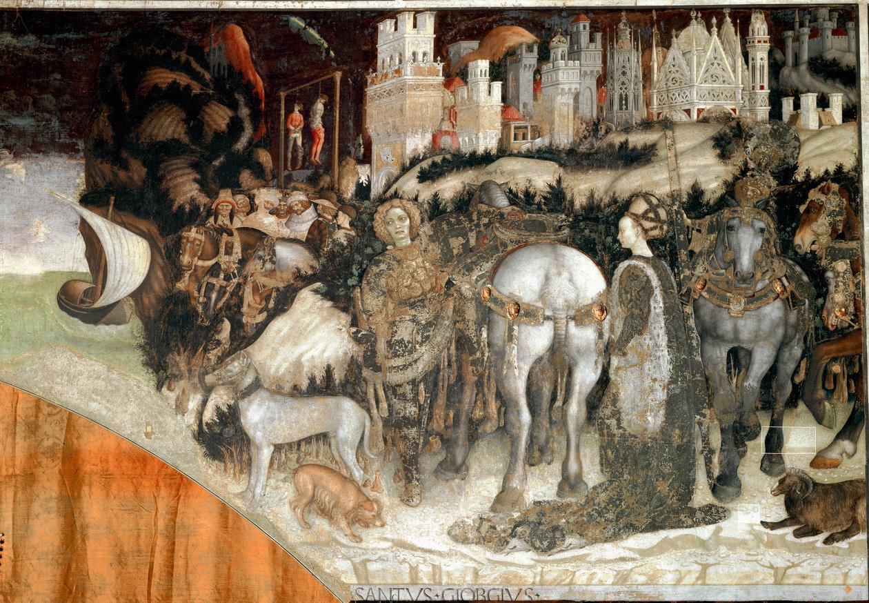 São Jorge Delivating the Princess of Trebizonde Detail. Fresco de Antonio Pisano chamado Pisanello (ca. 1380-1455) 1436-1438 Verona, Igreja de Sant