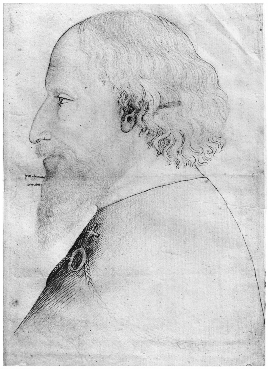 Sigismund, Sacro Imperador Romano, do The Vallardi Album (caneta, tinta, lápis e giz vermelho sobre papel) de Antonio Pisanello