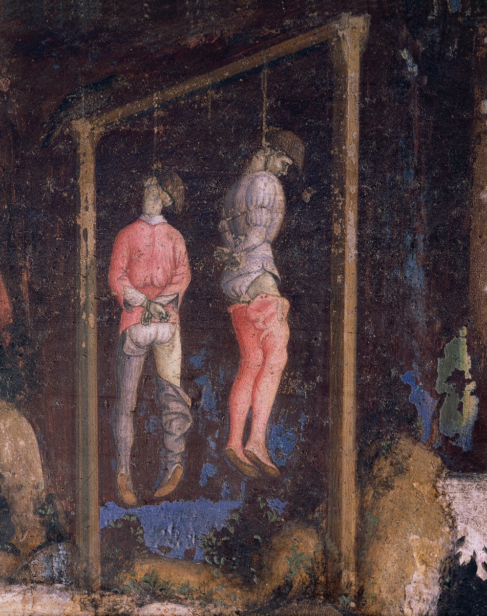 Os homens enforcados, detalhe de São Jorge e a princesa de Antonio Pisanello