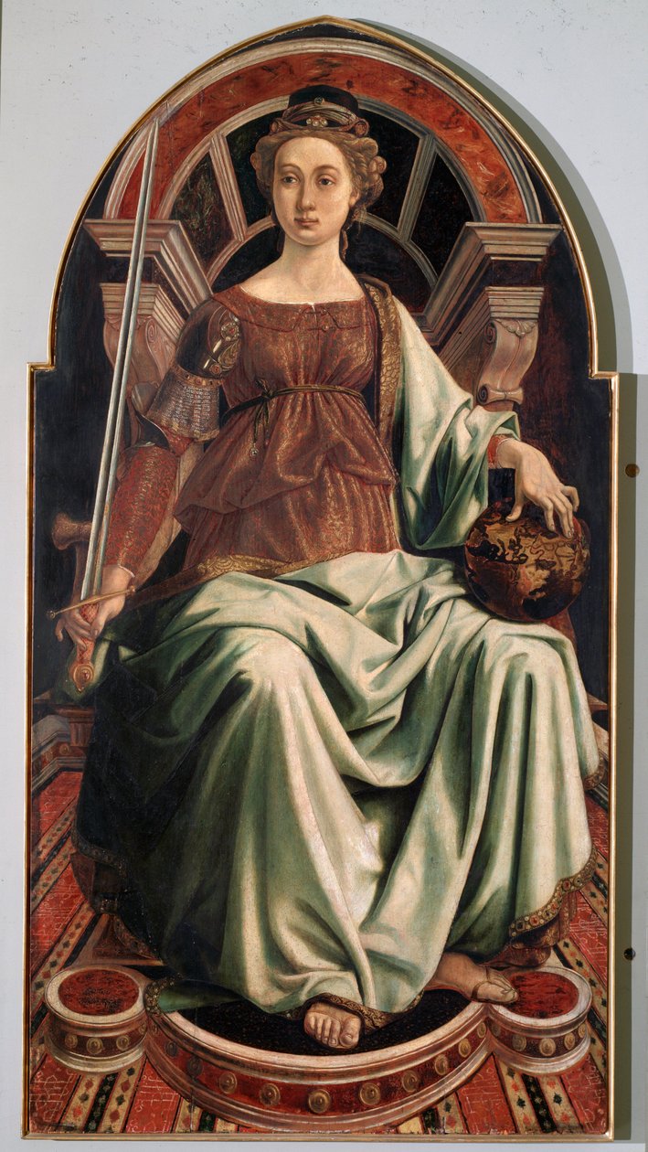 Alegoria da Justiça - óleo sobre painel, c.1470 de Antonio Pollaiuolo