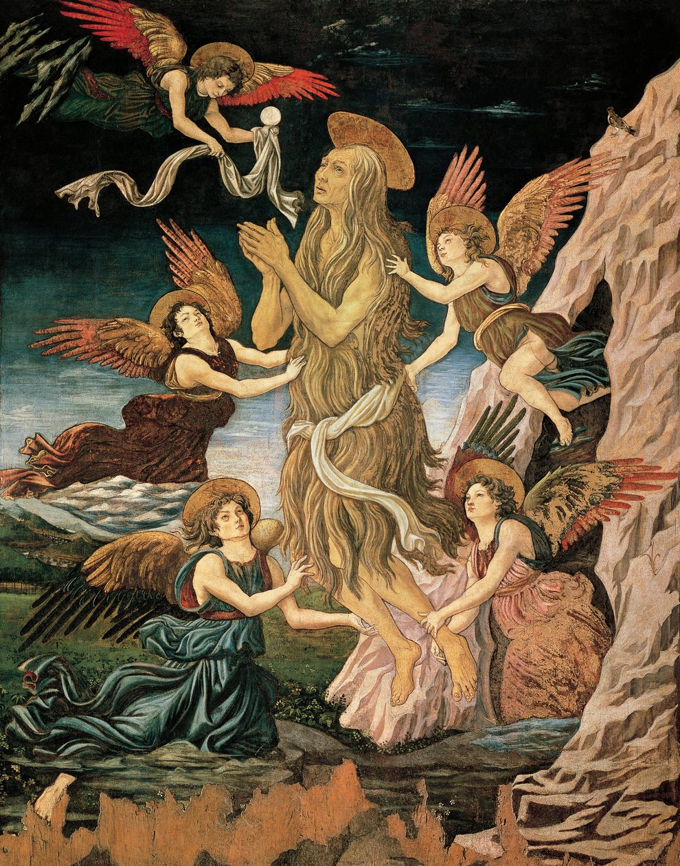 Assunção de Santa Maria do Egito ou Assunção de Santa Maria Madalena, Antonio Benci conhecido como Pollaiuolo (1431-ca 1498), óleo e tempera sobre madeira de Antonio Pollaiuolo