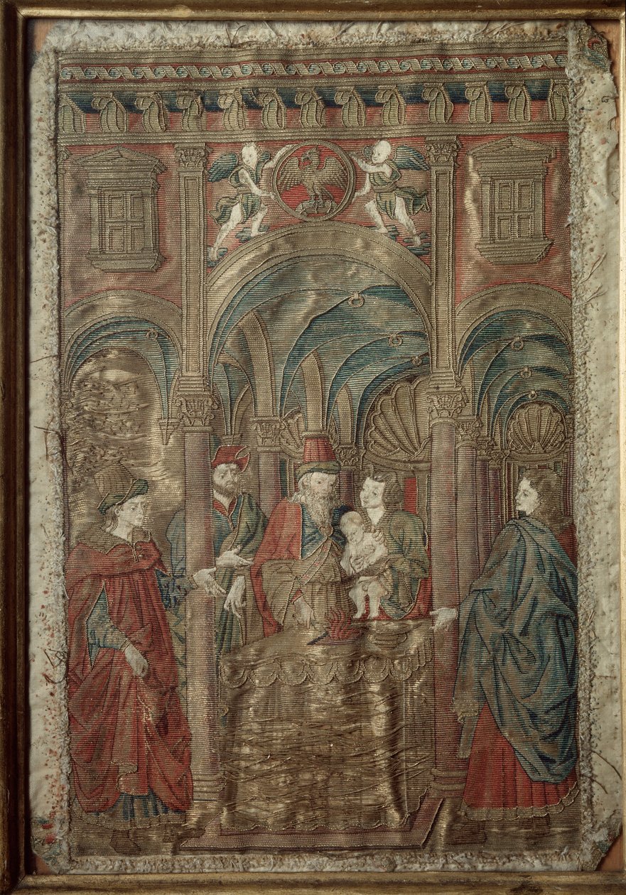 Circuncisão de São João Batista (Circuncisão de São João Batista) Bordado lateral de seda e ouro após um desenho de Antonio Pollaiolo (Benci ou Pollaiuolo) (ca. 1431-1498) 1466-1480 Gabinetto Disegni e Stampe, Uffizi) Florença de Antonio Pollaiuolo