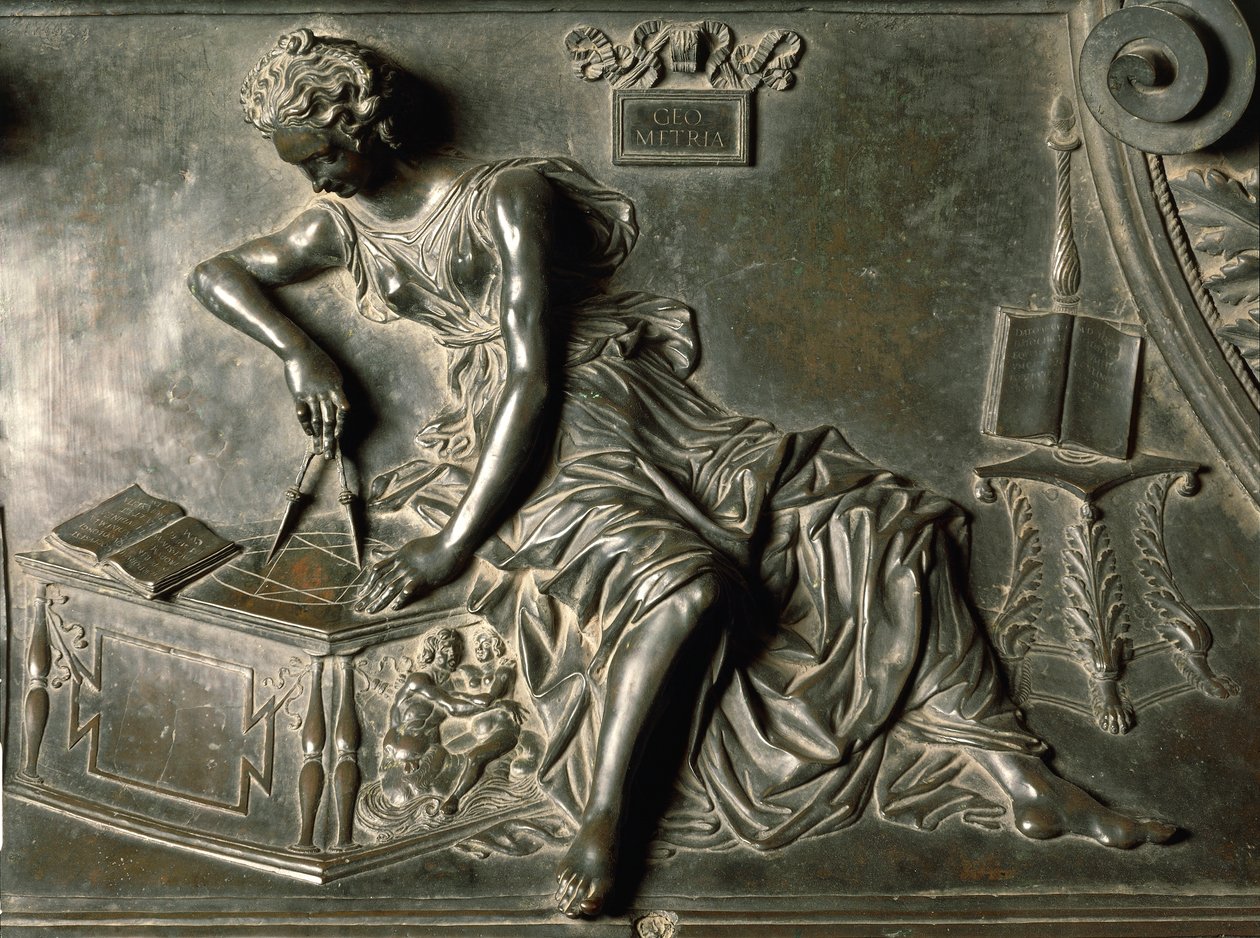 Geometria, detalhe da tumba de Sisto IV de Antonio Pollaiuolo (1432-1498), bronze, Basílica de São Pedro, Cidade do Vaticano de Antonio Pollaiuolo