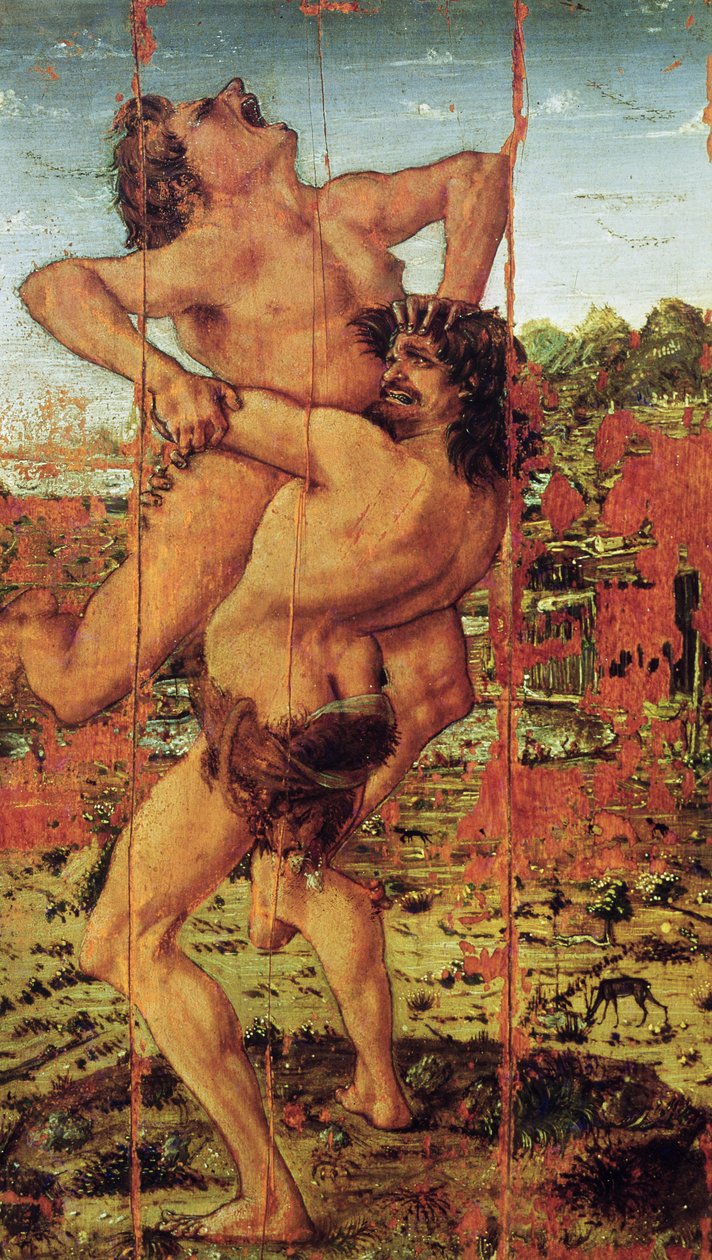 Hércules e Anteu, 1478 (têmpera no painel) (ver também 162310) de Antonio Pollaiuolo