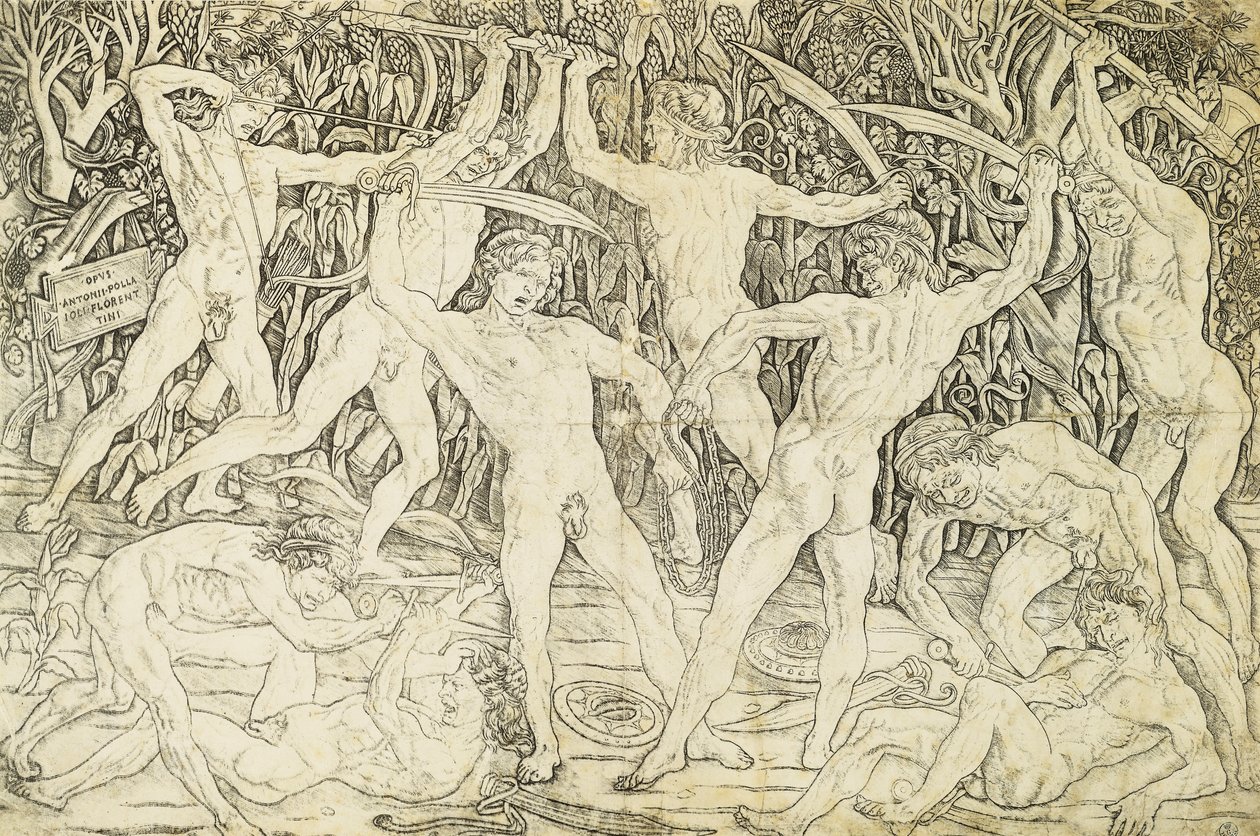 Nus em combate, de Antonio del Pollaiuolo (ca 1431-1498), gravura de Antonio Pollaiuolo