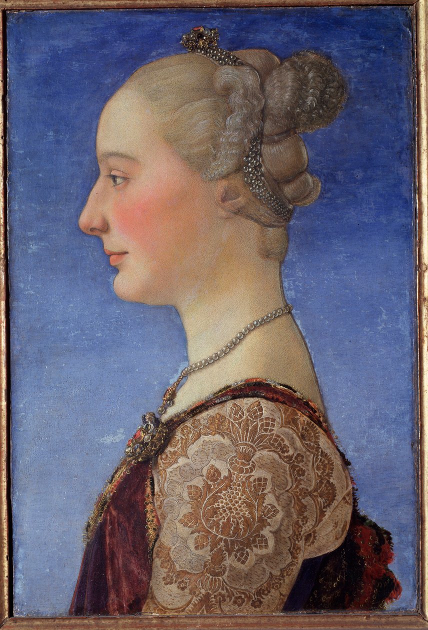 Retrato de uma senhora - óleo sobre painel de Antonio Pollaiuolo