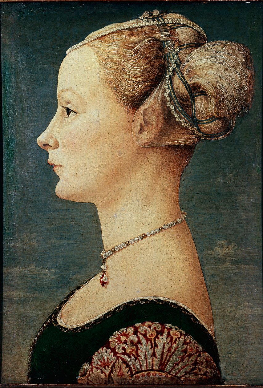 Retrato de uma jovem mulher (ou Retrato de Senhora). de Antonio Pollaiuolo