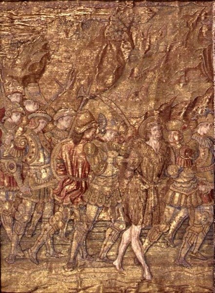 São João Batista levado à Prisão, tapeçaria retratando cenas da vida do santo (têxtil) de Antonio Pollaiuolo