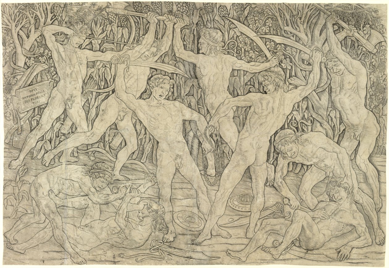 A Batalha dos Nus, 1470s de Antonio Pollaiuolo