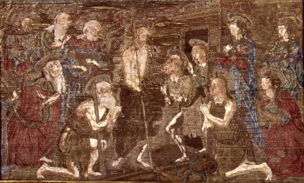 A descida de Cristo ao Limbo e a libertação de São João Baptista, tapeçaria com cenas da vida do santo (têxtil) de Antonio Pollaiuolo