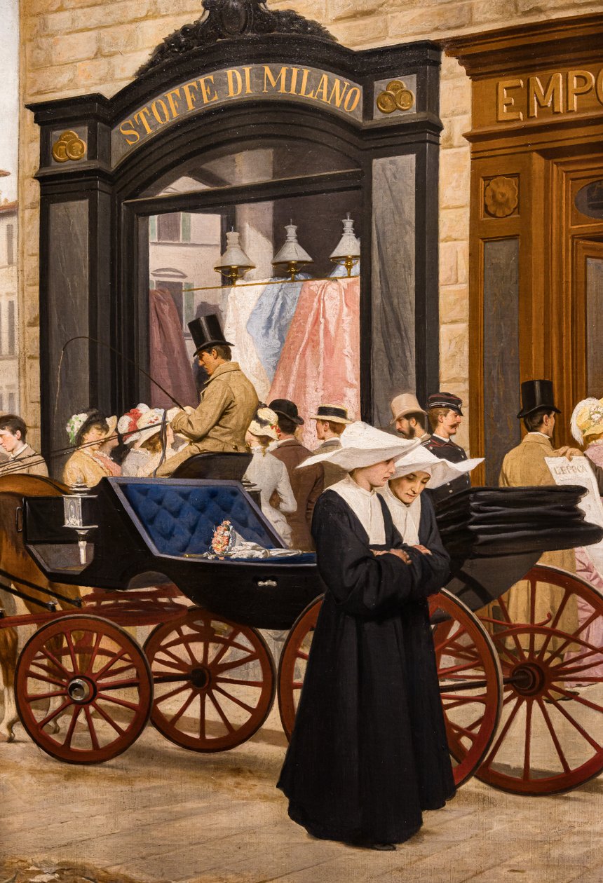 The Epoch, detalhe com uma freira e uma carruagem de Antonio Puccinelli