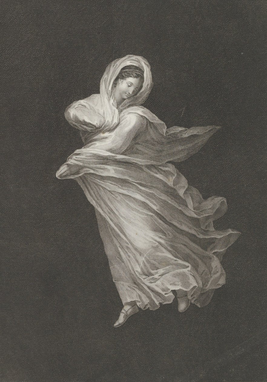 Uma bacante com drapeados esvoaçantes, olhando para baixo, braço direito dobrado e braço esquerdo..., ca. 1795-1847. de Antonio Ricciani