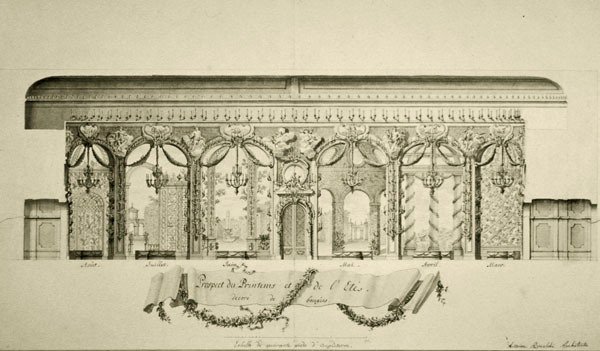 Desenho da Sala Oval do Palácio de Inverno de Antonio Rinaldi