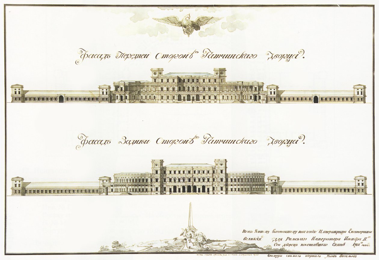 Fachadas do Grande Palácio Gatchina, 1781 de Antonio Rinaldi