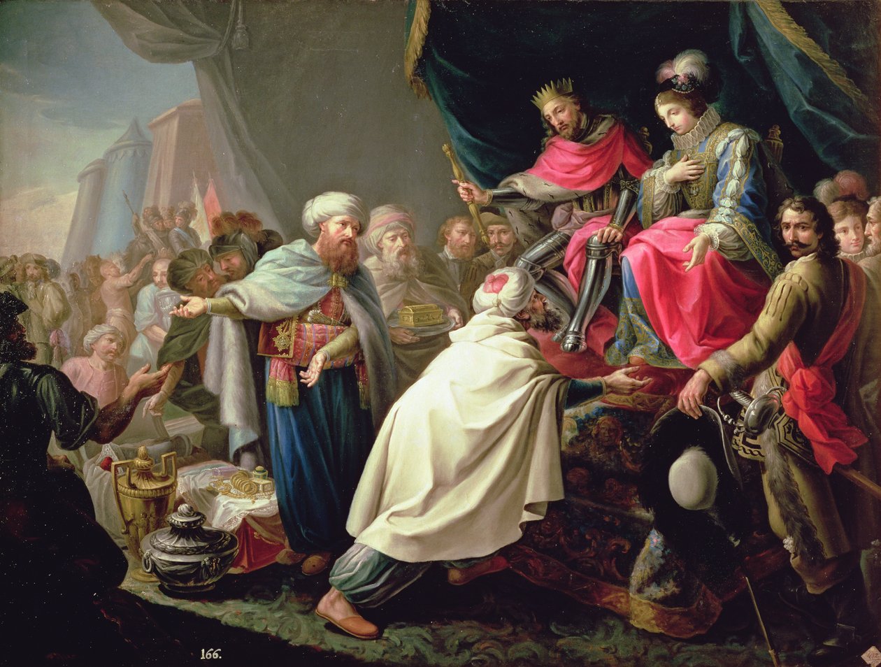 Os Reis Católicos e a homenagem dos príncipes árabes (óleo sobre tela) de Antonio Rodríguez