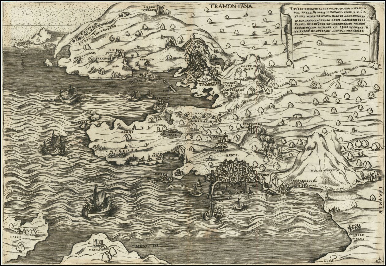 Antonio Salamanca 1538 Il Vero Disegnio In Sui Propio Luogho Ritratto Del In Felice Paese Di Posuolo Quale E. M. 60 et del Monte di Nuovo Nato In Mare Et In Terra , , , 29 de Setenbre 1538 de Antonio Salamanca