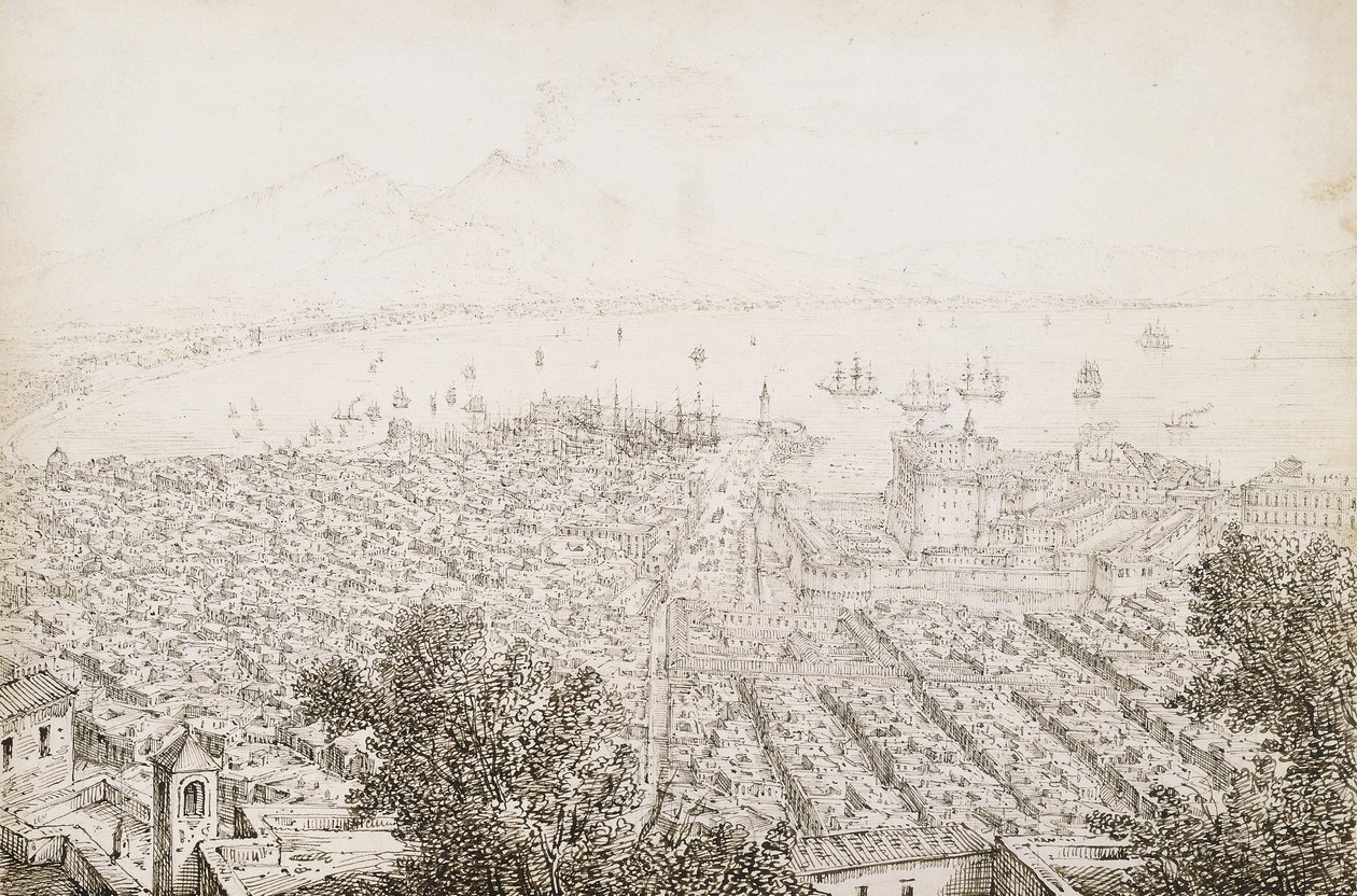 Uma vista panorâmica de Nápoles de Antonio Senape