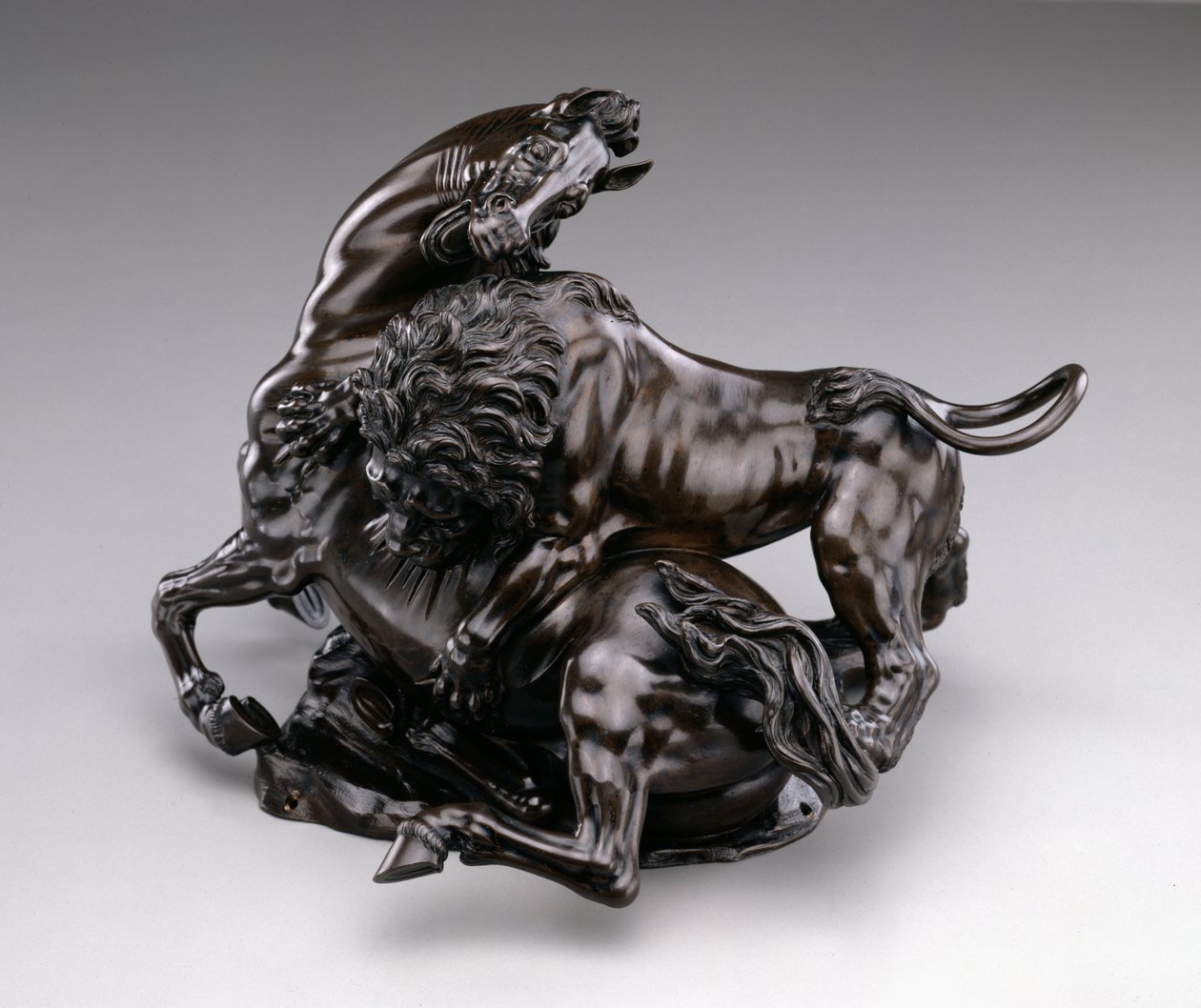 Cavalo atacando leão. c.1580 - 90 de Antonio Susini