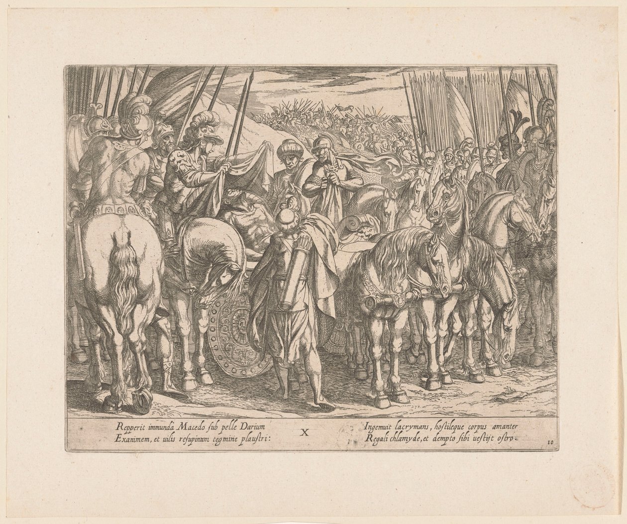 Alexandre o Grande encontra o corpo de Dario Os feitos de Alexandre, o Grande (título da série) Alexandri magni praecipvae res gestae (título da série) de Antonio Tempesta