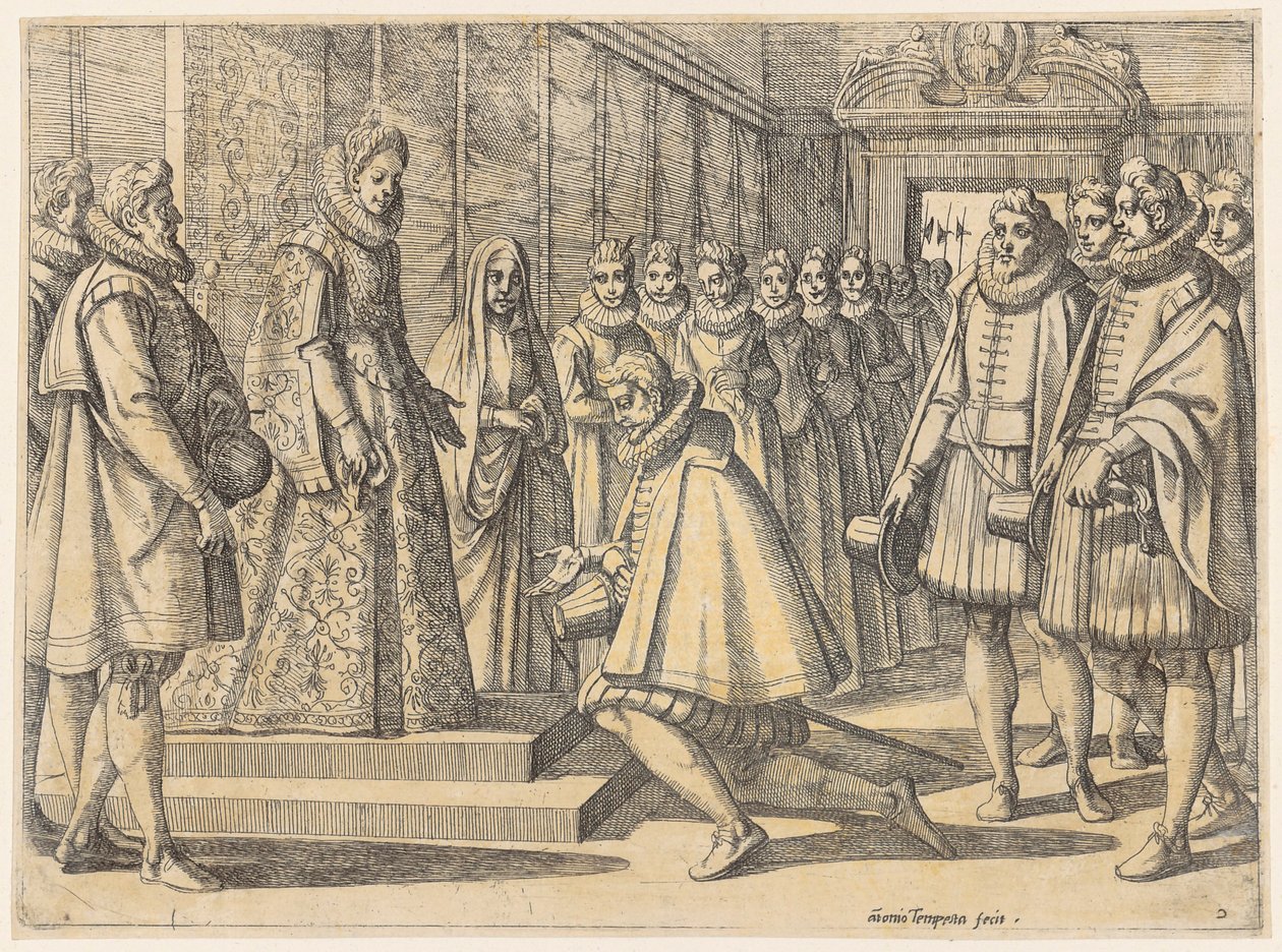 Mensageiros de Filipe de Espanha perante Margarida da Áustria de Antonio Tempesta