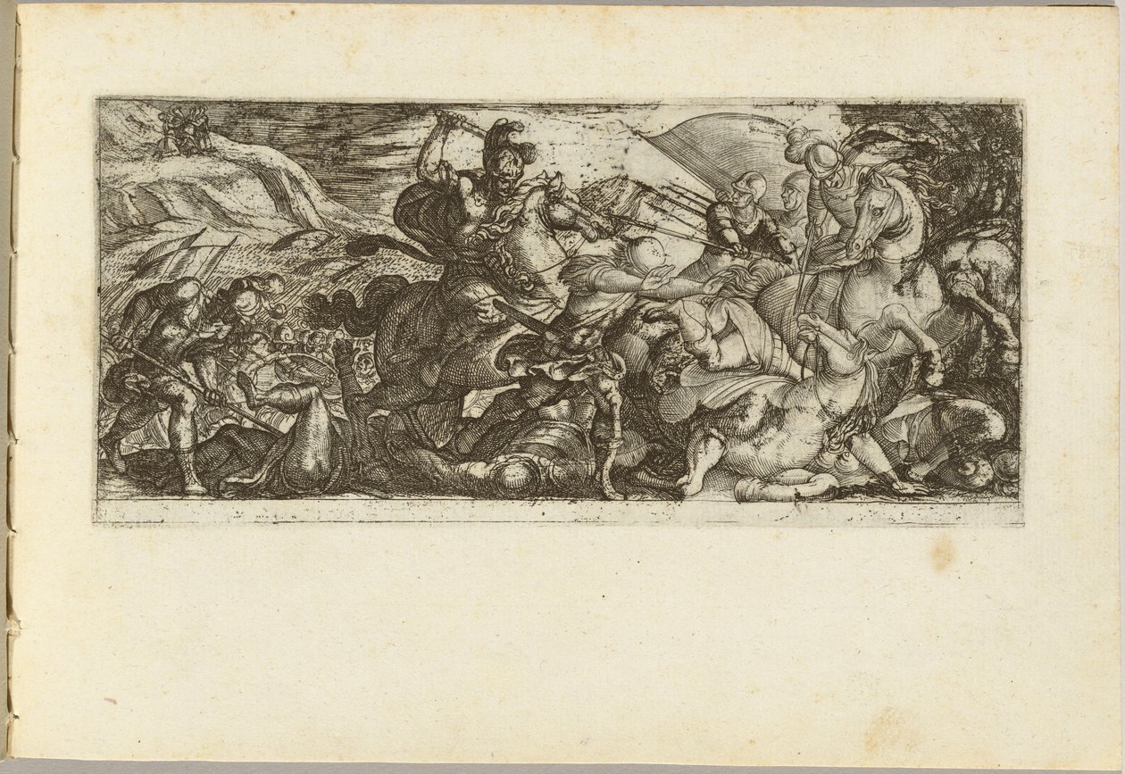 Ataque de cavalaria com soldados fugindo de Antonio Tempesta