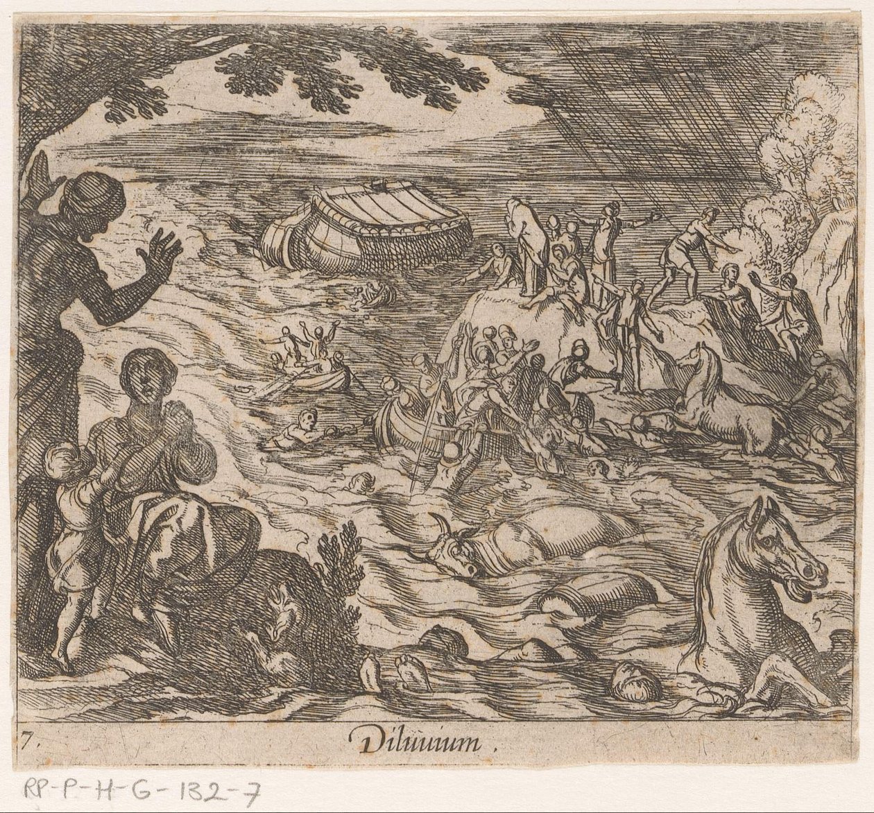 De Zondvloed
Deluvium (título sobre o objecto)
Metamorfoseon sive transformationum (título da série)
Metamorfosen van Ovidius (título da série) de Antonio Tempesta