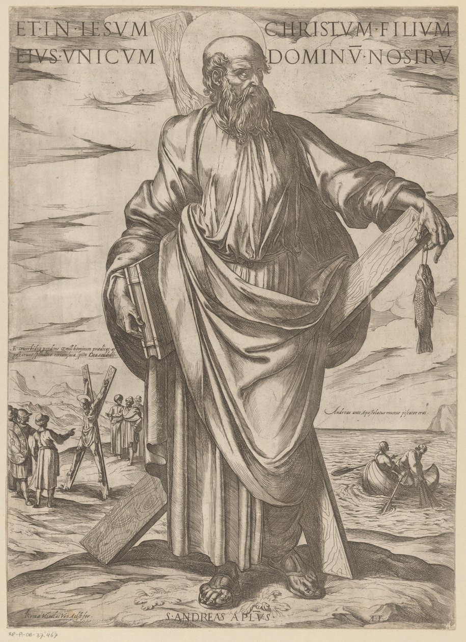 de Santo André E em Jesus Cristo, seu único filho, nosso Senhor (título no objeto) Cristo, Maria en de apóstolo (título da série) de Antonio Tempesta