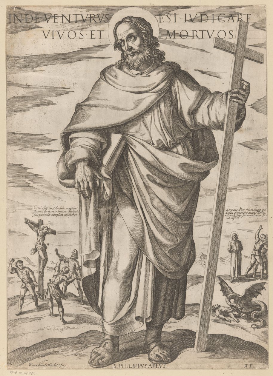 De São Filipe De lá ele virá para julgar os vivos e os mortos (título no objeto) Cristo, Maria en de apóstolo (título da série) de Antonio Tempesta