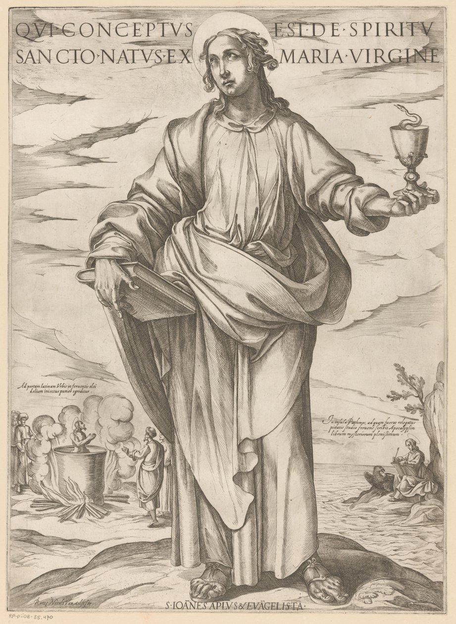 São João
Qui conceptus est de spiritu sancto natus ex Maria virgine (título sobre o objecto)
Cristo, Maria e os Apóstolos (título da série) de Antonio Tempesta