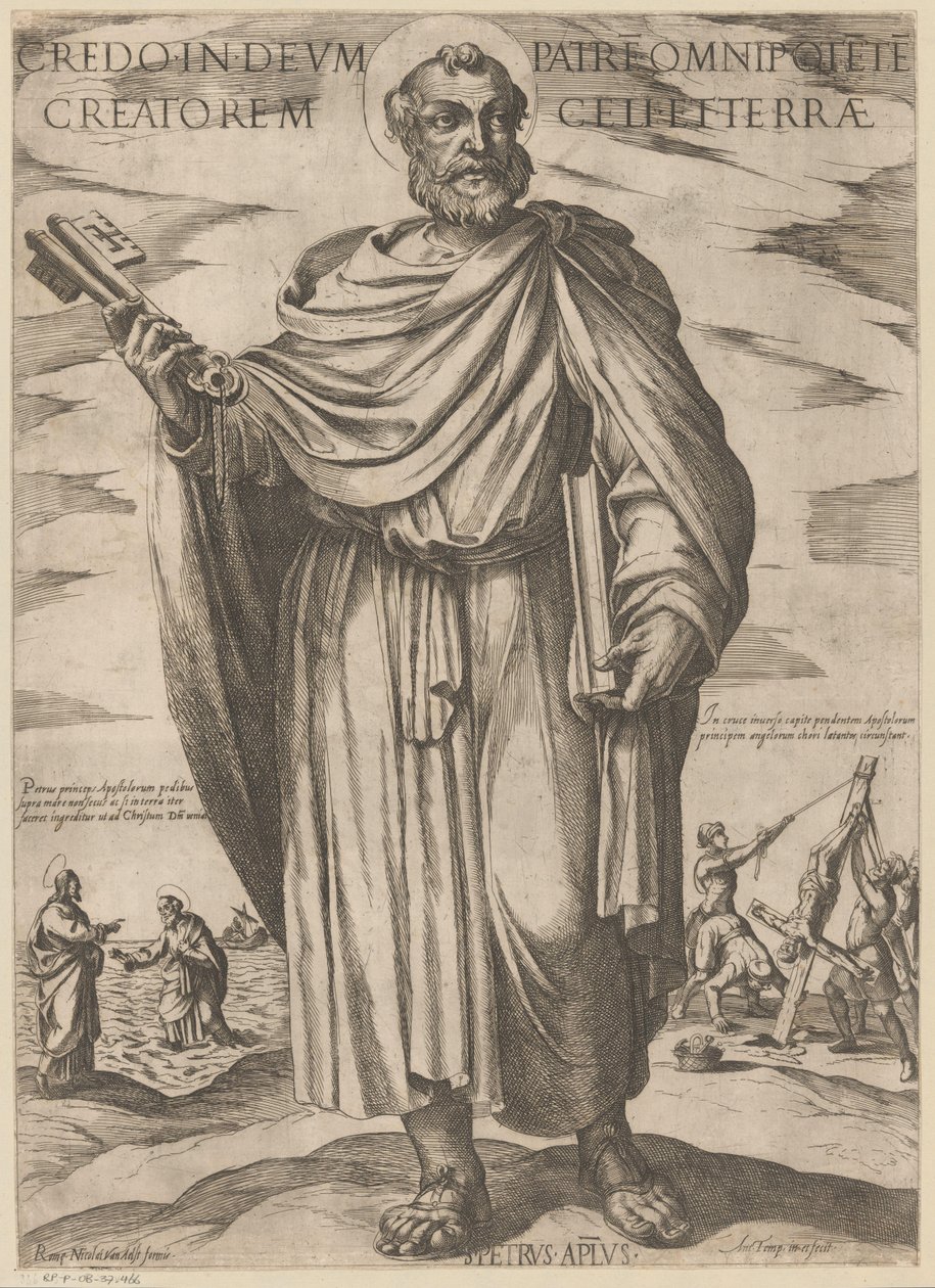 São Pedro
Credo in deum patre omnipotete creatorem celi et terrae (título sobre o objecto)
Cristo, Maria e os Apóstolos (título da série) de Antonio Tempesta