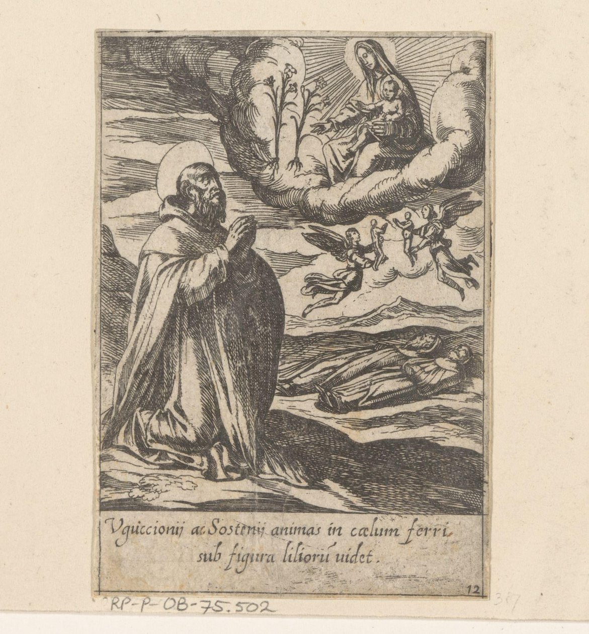 São Filipe reza pelas almas de dois irmãos
Vida de Philippus Benitius (título da série)
Vita B. Philippi Benicii Florent. ord. servor B. Mariae virginis (título da série) de Antonio Tempesta