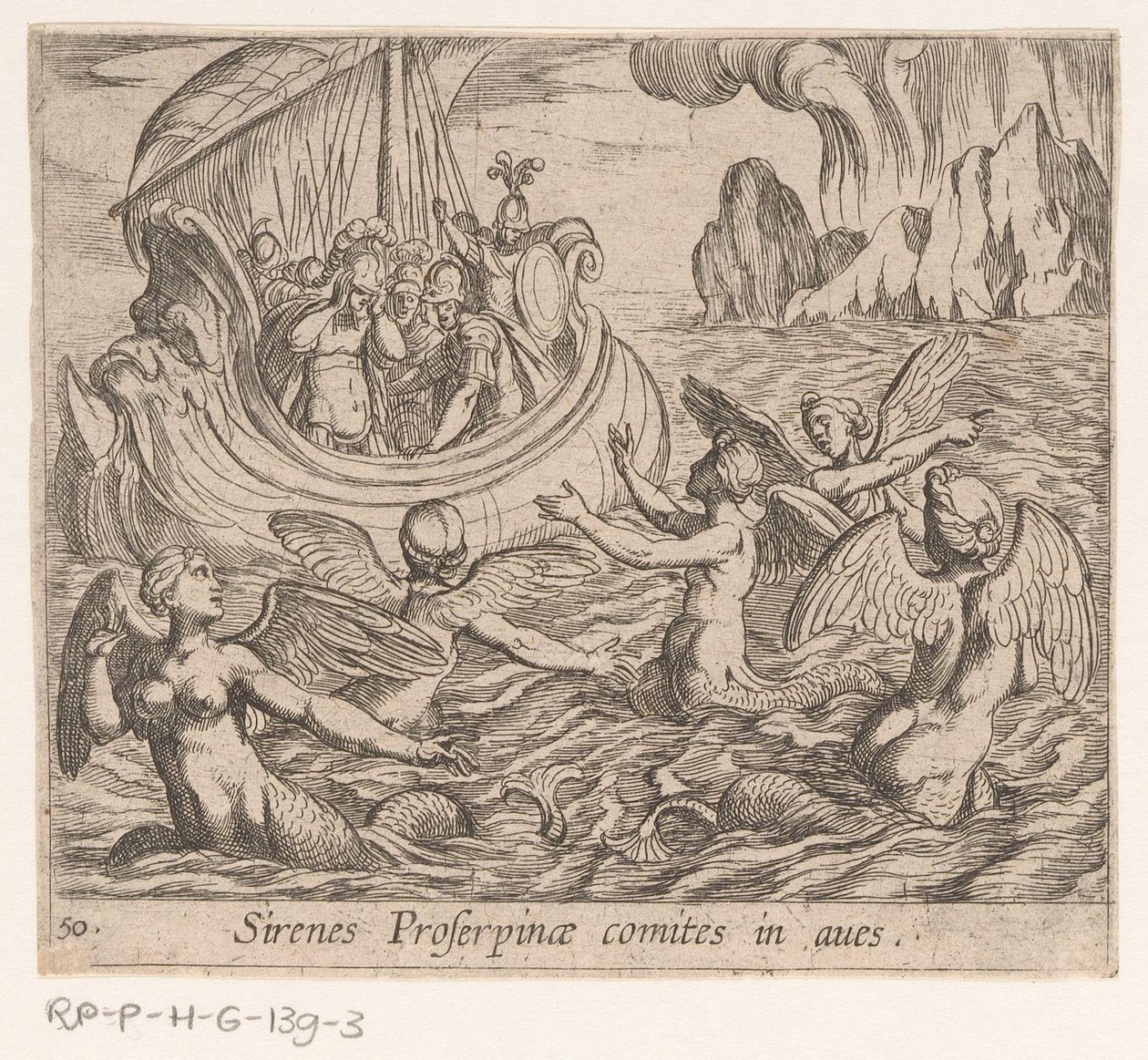 De sirene
Sirenes Proserpinae comites em aves (título sobre o objecto)
Metamorfoseon sive transformationum (título da série)
Metamorfosen van Ovidius (título da série) de Antonio Tempesta