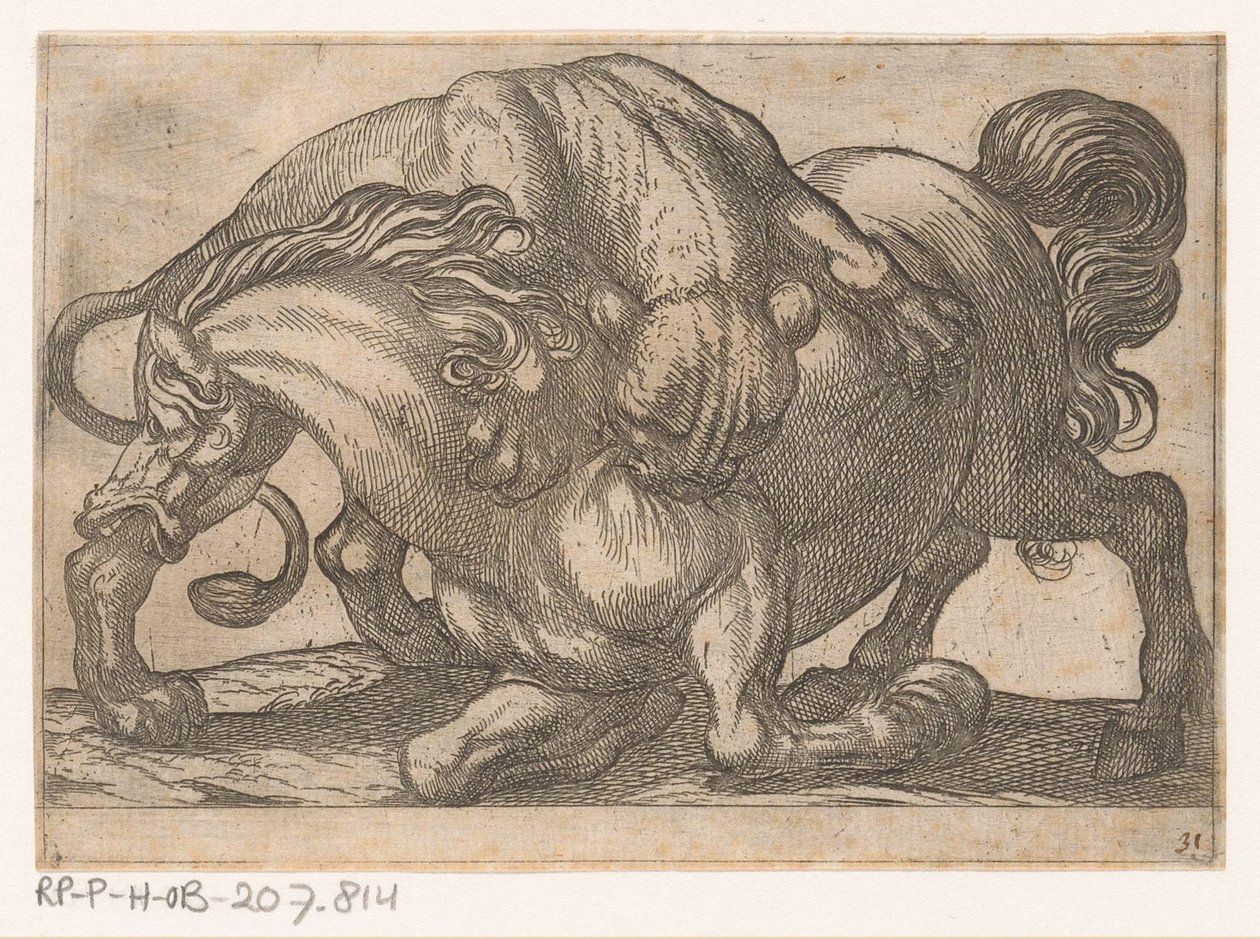 Uma leoa atacando um cavalo Animais de luta (título da série) de Antonio Tempesta