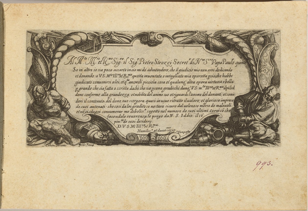 Frontispício: Dedicatória a Pietro Strozzi de Antonio Tempesta