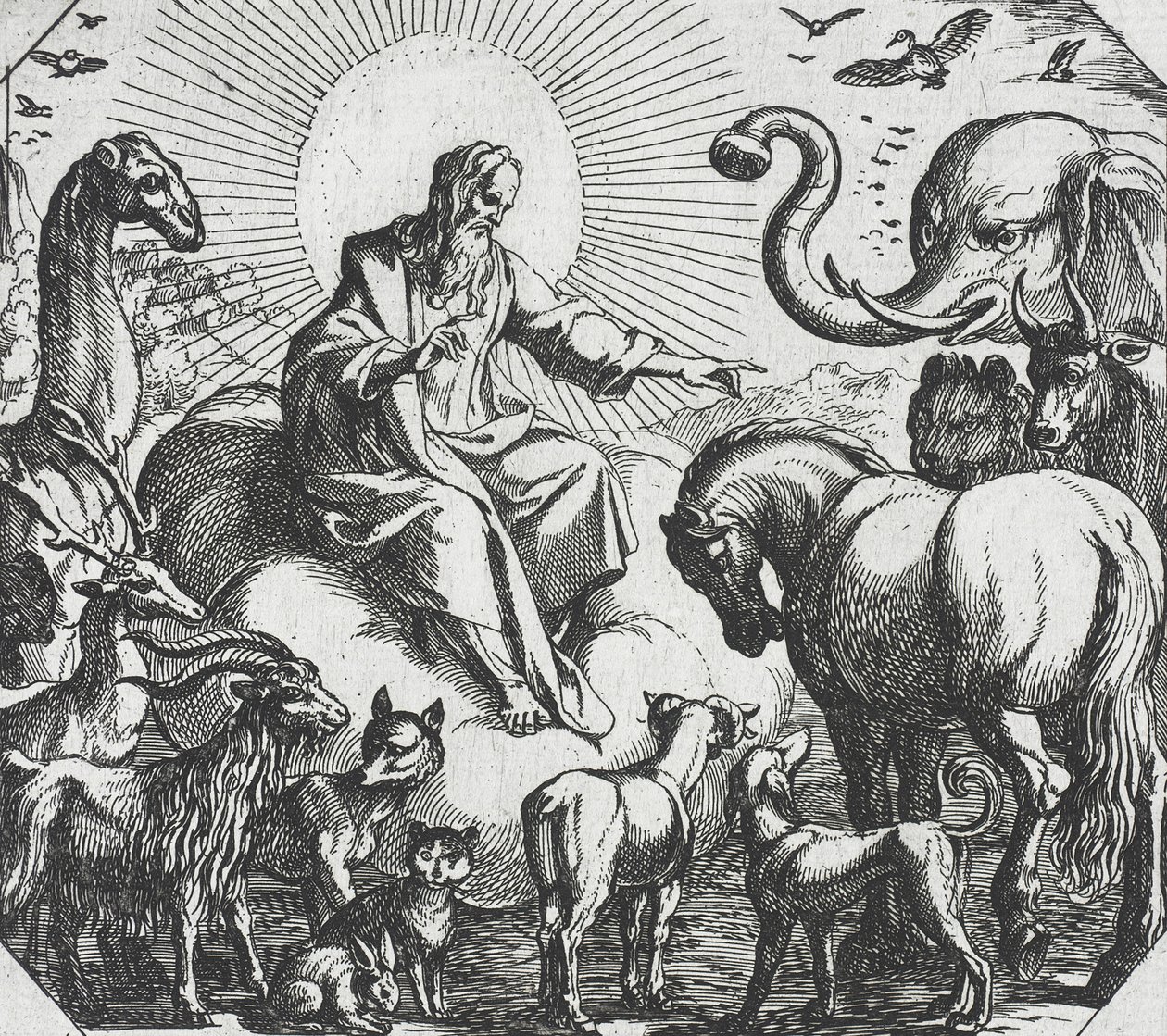 Deus a criar os animais terrestres de Antonio Tempesta