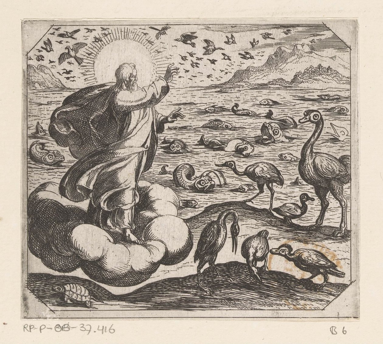 Deus cria os pássaros e os peixes Criação (título da série) de Antonio Tempesta