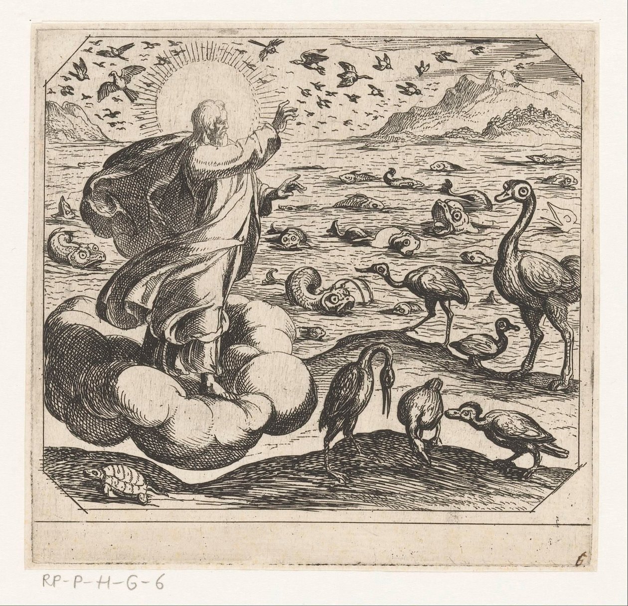 Deus cria os pássaros e os peixes Criação (título da série) de Antonio Tempesta