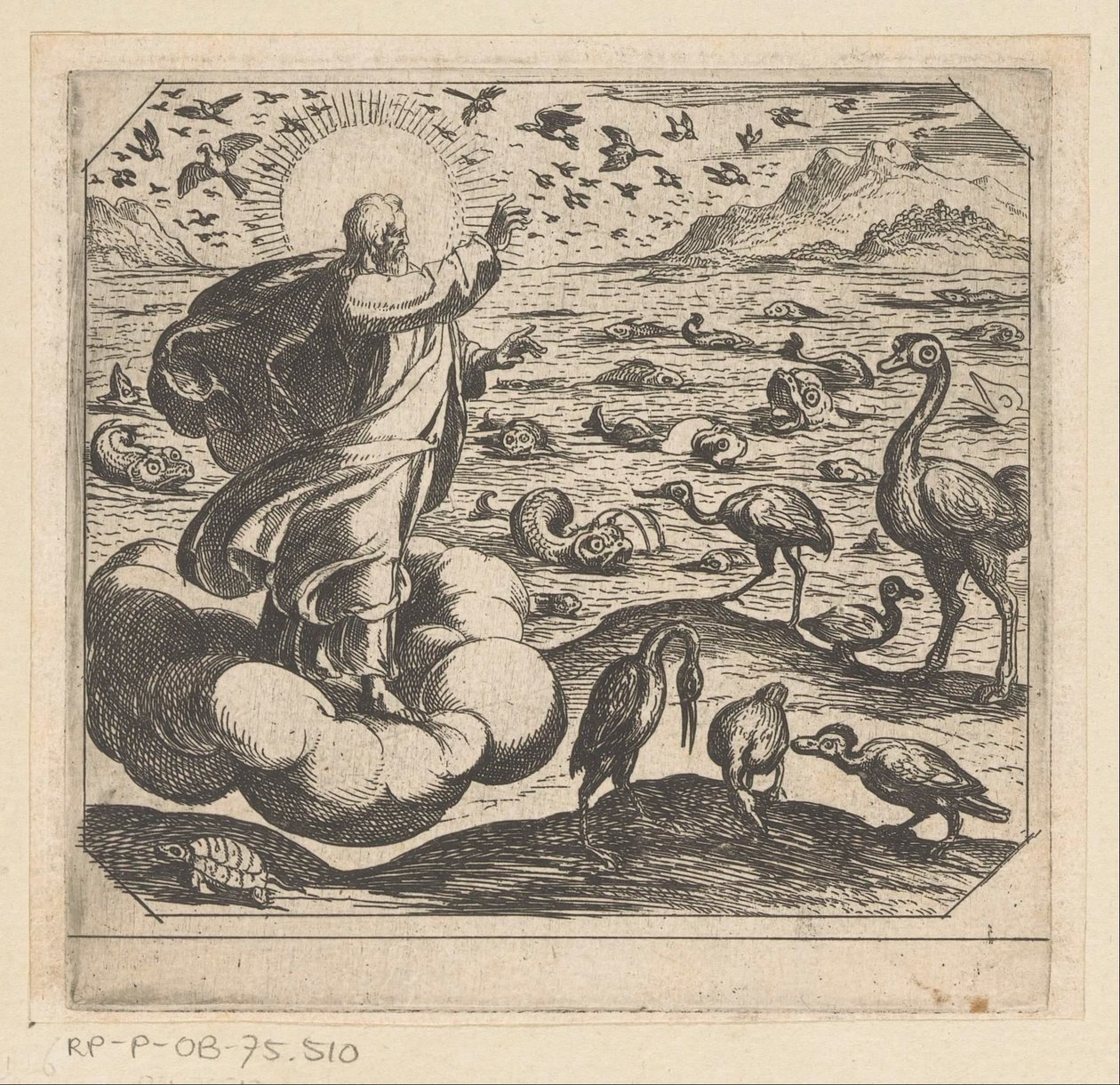 Deus cria os pássaros e os peixes A criatura de Antonio Tempesta