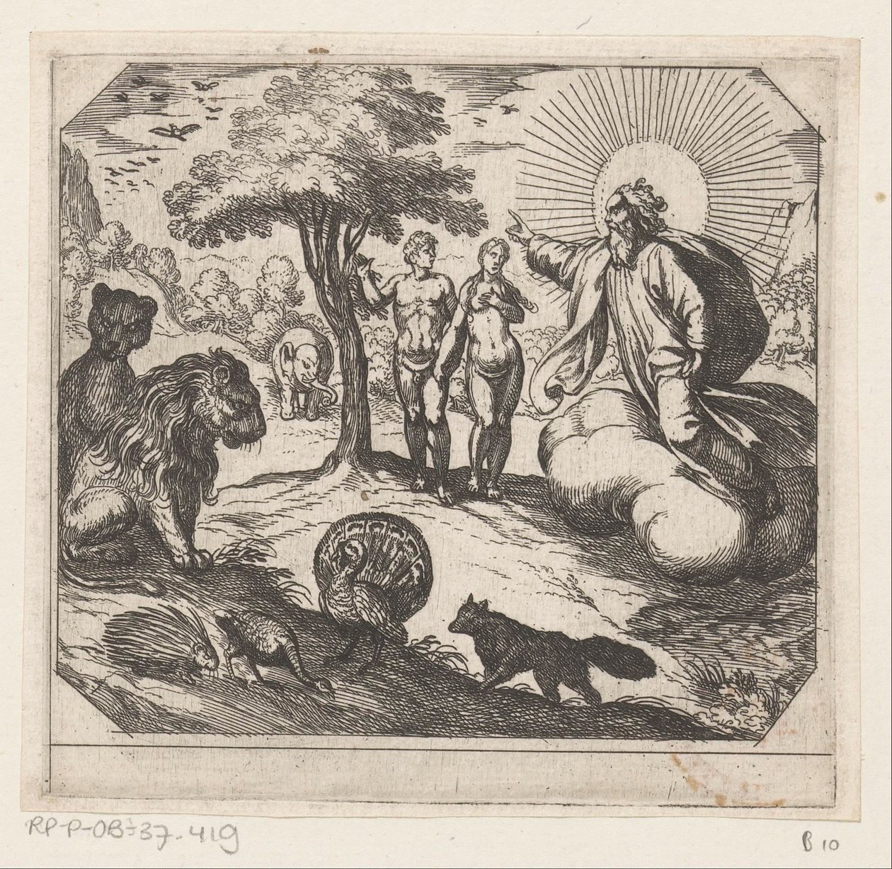 Deus proíbe Adão e Eva de comerem da árvore do conhecimento
Criação (título da série) de Antonio Tempesta
