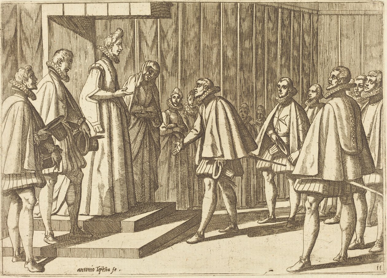Príncipe italiano perante Margarida da Áustria de Antonio Tempesta