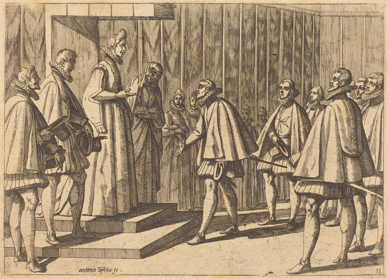 Príncipe italiano perante Margarida da Áustria de Antonio Tempesta