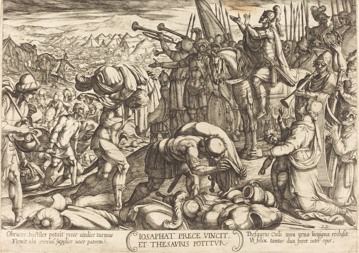 Josafá agradecendo a Deus por sua vitória de Antonio Tempesta