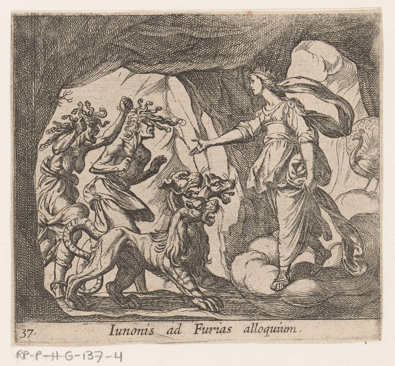 Juno e as Fúrias no portão do Hades
Iunonis ad Furias alloquium (título sobre o objecto)
Metamorfoseon sive transformationum (título da série)
Metamorfoses de Ovid (título da série) de Antonio Tempesta
