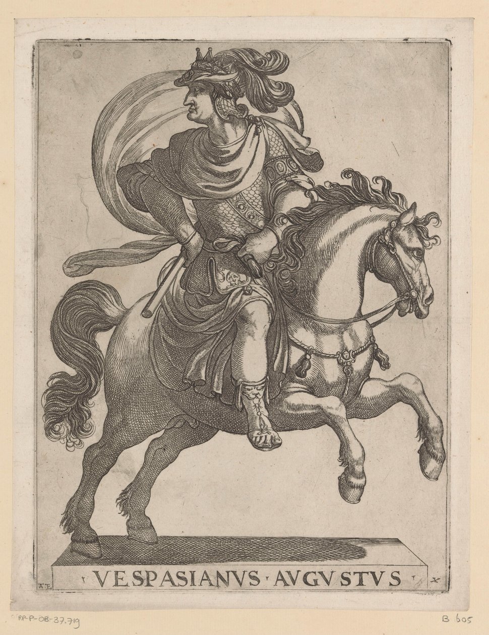 Imperador Vespasiano a cavalo
Os primeiros doze imperadores romanos a cavalo (título da série)
XII caesares em equestri (título da série) de Antonio Tempesta