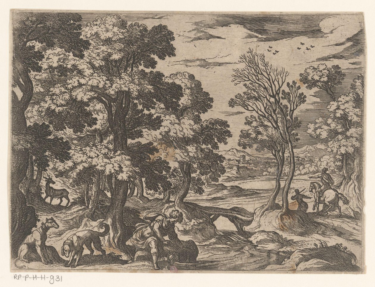 Paisagem com Narciso Paisagens com cenas mitológicas (título da série) de Antonio Tempesta