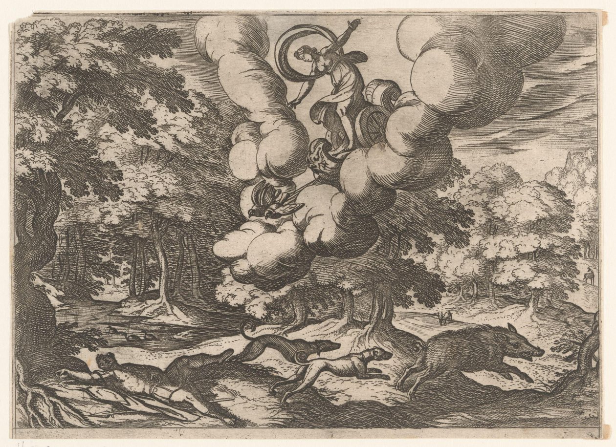 Paisagem com a morte de Adonis Paisagens com cenas mitológicas (título da série) de Antonio Tempesta