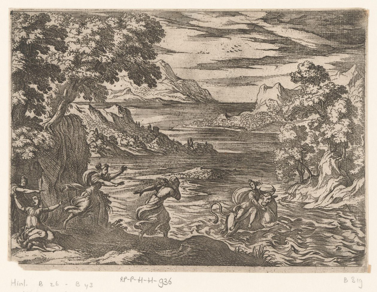 Paisagem com o rapto da Europa
Paisagens com cenas mitológicas (título da série) de Antonio Tempesta