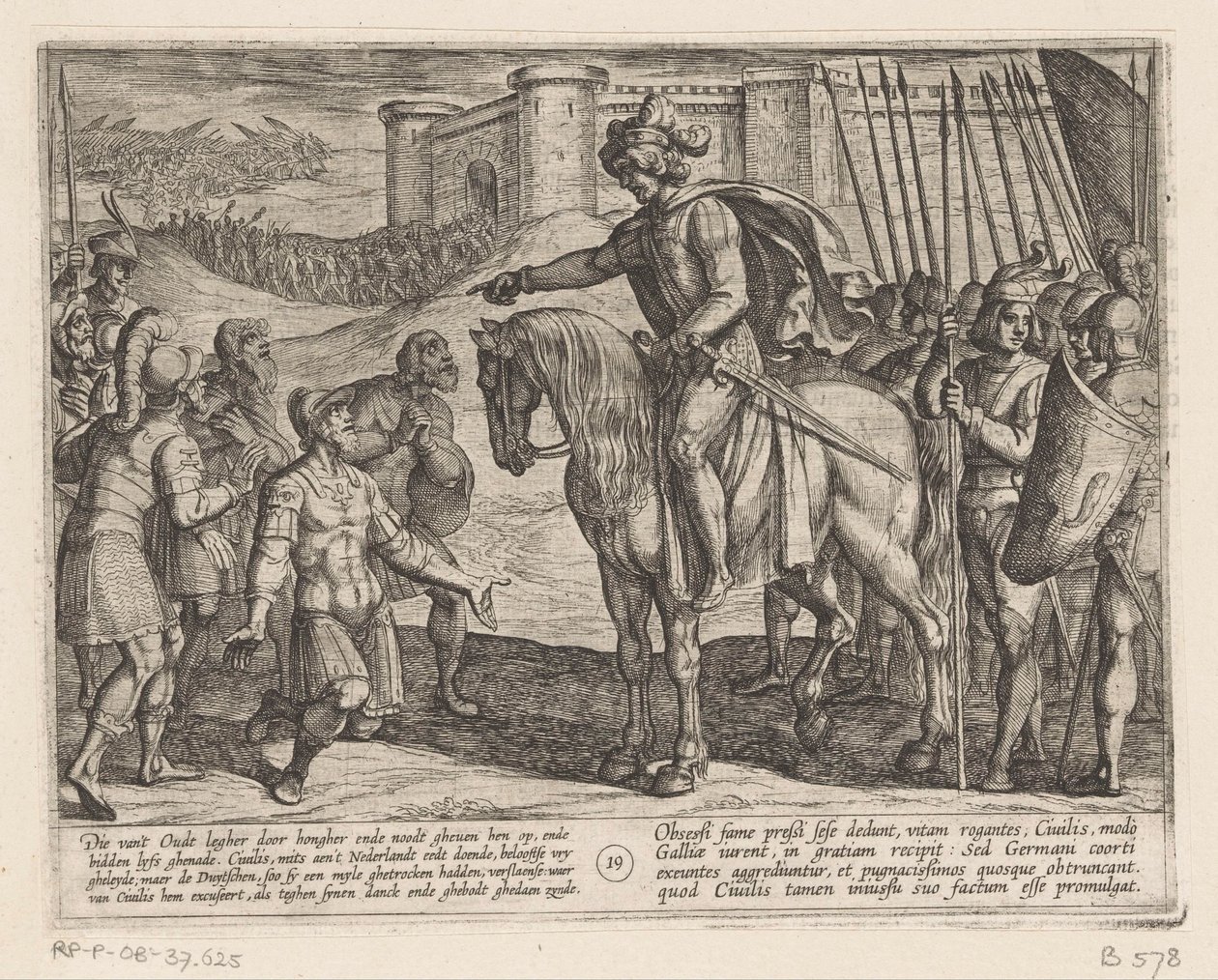 Homens da fortaleza rendem-se a Julius Civilis As Guerras Batavas contra os Romanos (título da série) Batavorum cum Romanis Bellum (título da série) de Antonio Tempesta
